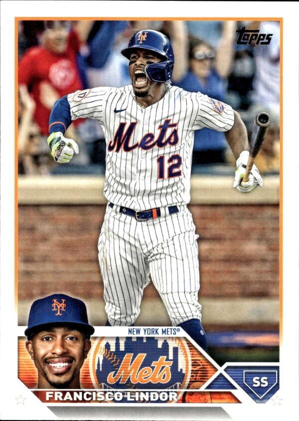 2023 TOPPS #450 FRANCISCO LINDOR NEW YORK METS BASEBALL OFFICIAL TRADING CARD OF MLB Thumbnail
