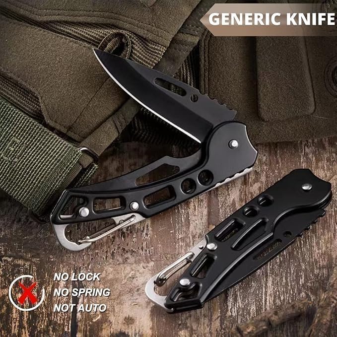 Image of Foldable Carbon Steel Utility Cutter, Compact Manual Folding Cutting Tool with Pocket Clip, Portable Multipurpose Cutter for Home, Office, Kitchen, Travel, Camping & Everyday Utility Tasks