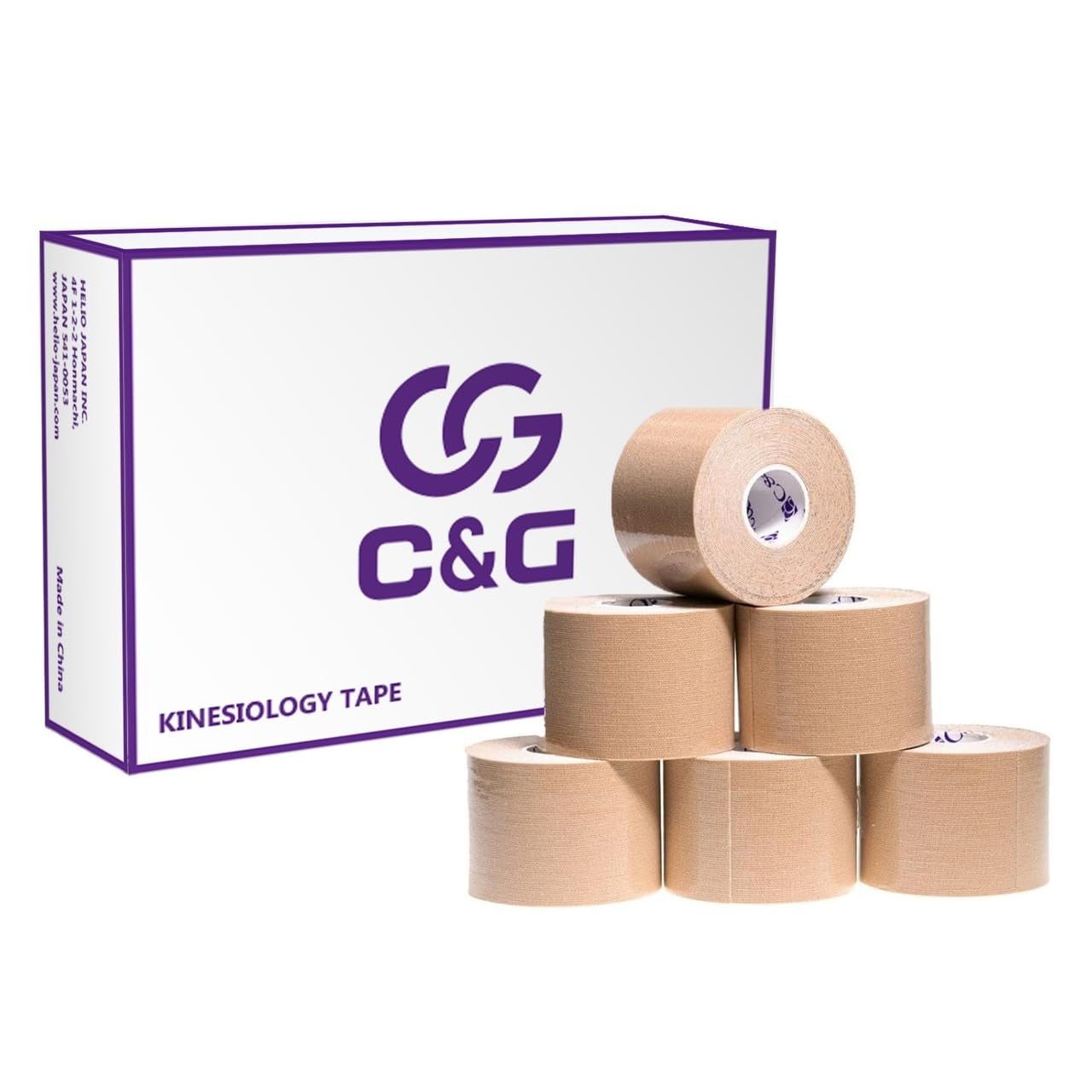 Amazon.co.jp: C&G キネシオロジーテープ 50mm × 5m 6巻入 マラソン 膝