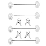 Hotop 4 Pack Cabinet Locks with Keys Mini Fridge Refrigerator Locks for Kids Toddlers Self Adhesive Child and Baby Proofing Safety for Deep Freezer Drawers Doors Latch(White)