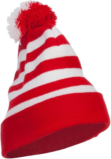 e4Hats.com Striped Pom Pom Cuff Long 