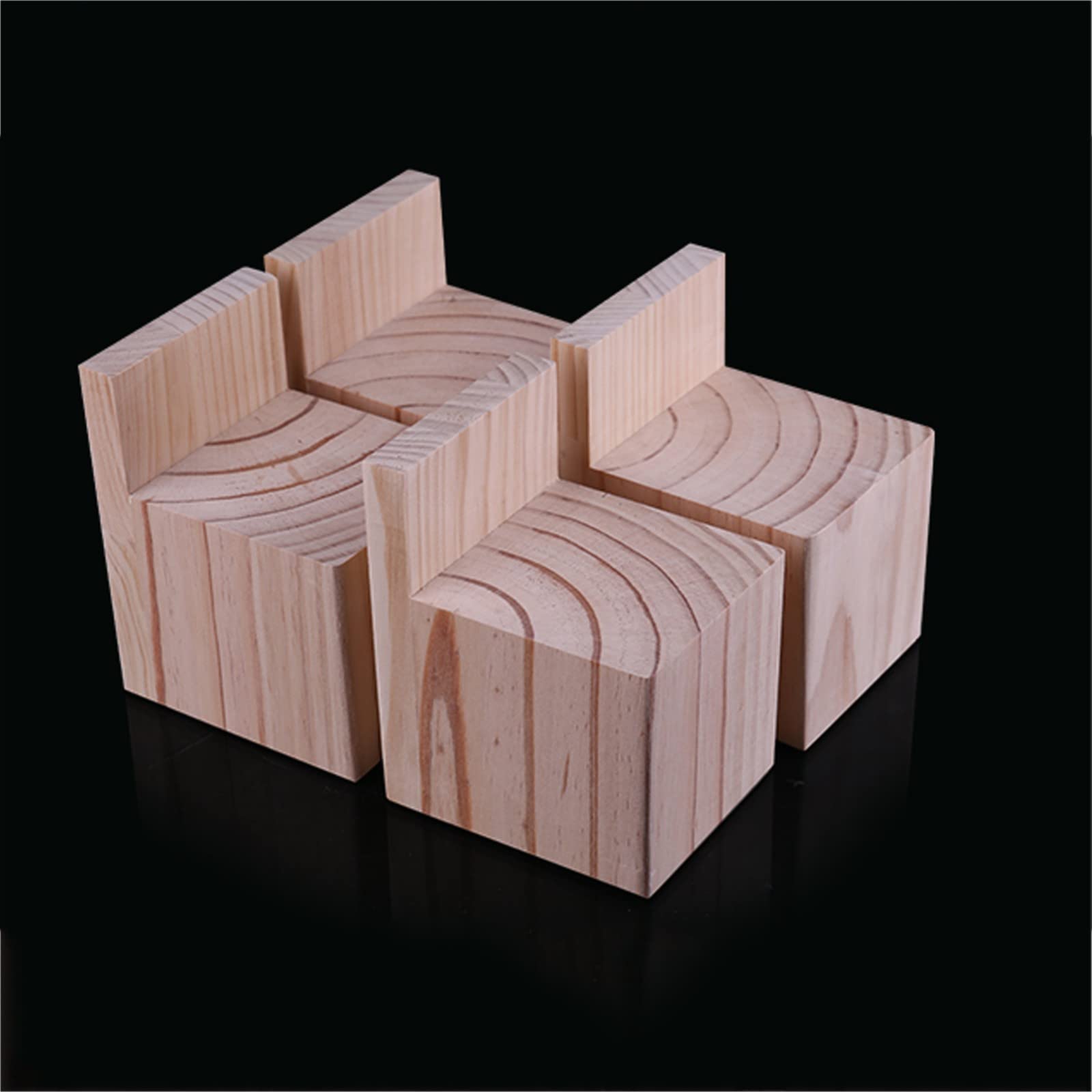 Sollevatori per letto in legno resistente, altezza 10 cm, set di 4 pezzi, ideali per supporti TV, scrivanie, poltrone, armadi (dimensioni: 15 x 15 x 10 cm)