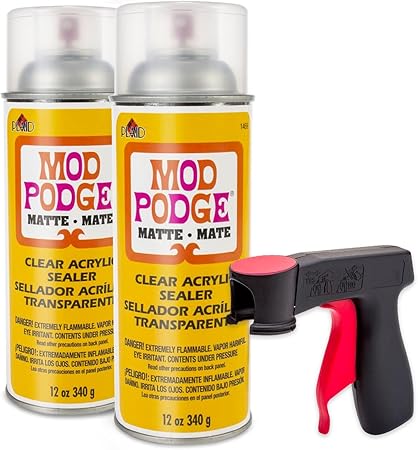 Mod Podge Spray Acrylic Sealer Matte 2-Pack, Clear Coating Matte Paint Sealer Spray, Spray Can Sprayer Handle