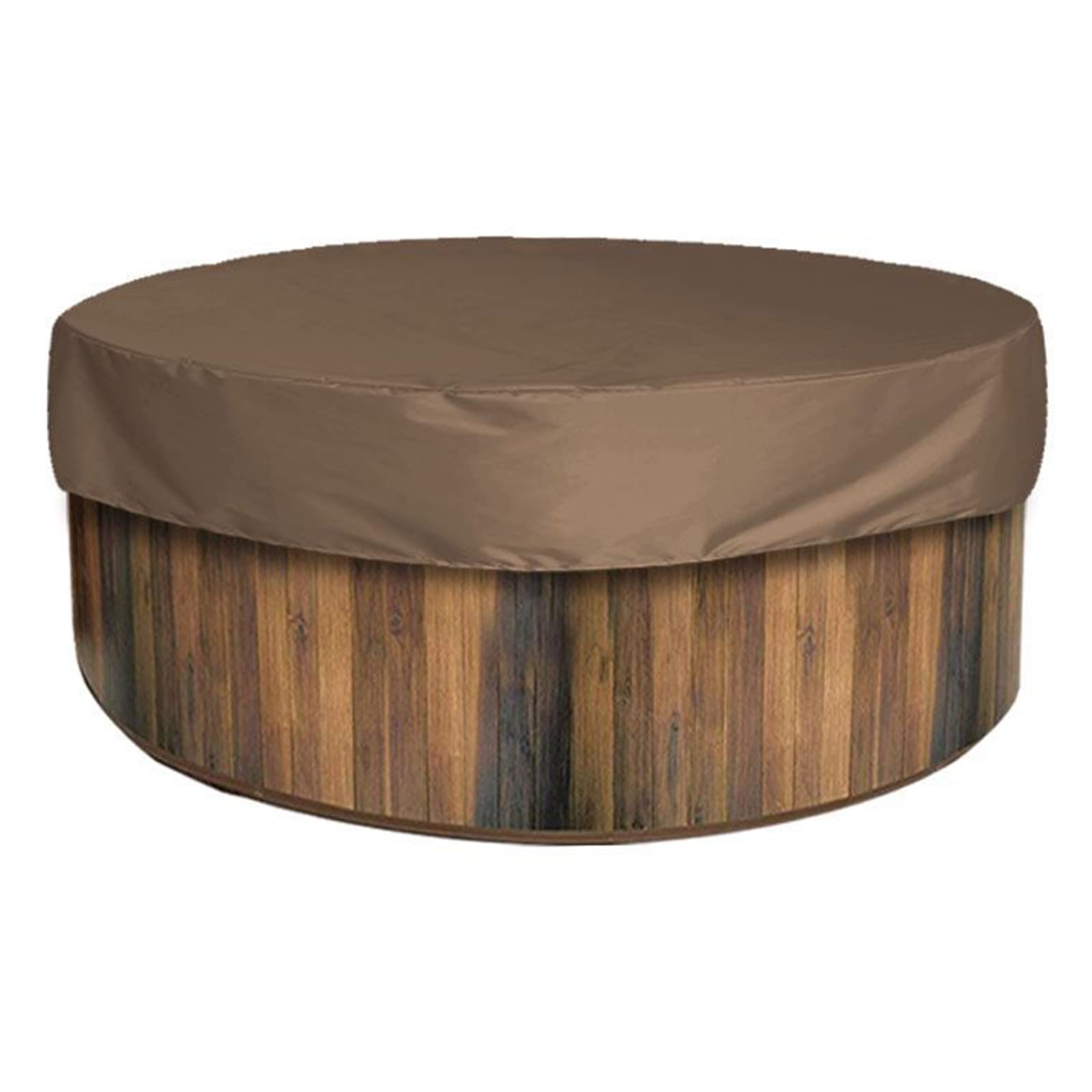 PRELGOSP Thermal Cover Hot Tub, Waterproof Hot Tub Cover with Drawstring, Uv & Weather Resistant Round Hot Tub Protection Cover for Outdoor Bathtub, Swimming Pool, Sandpit,coffee,210 * 30cm