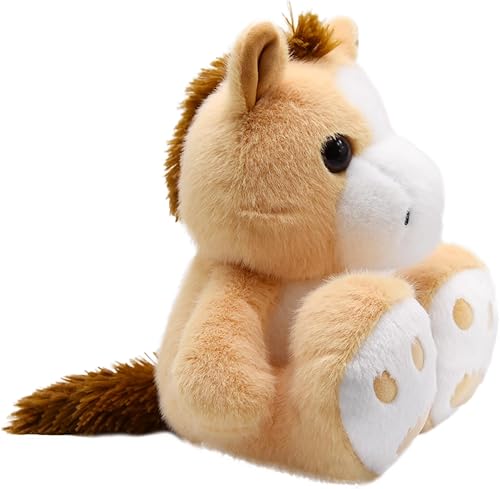 Miniatura 3 de Adorables aninales de peluche de caballo con pies de gran tamaño, súper lindos y tiernos, juguetes divertidos de peluche de zoológico, regalos