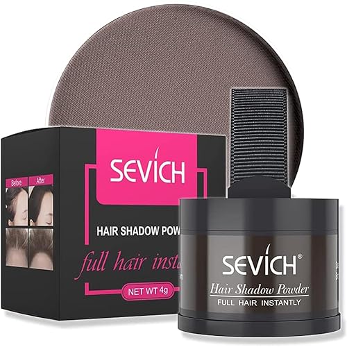 Sombra para el cabello instantánea - Polvo Sevich para el cabello, cobertura rápida, corrector de raíces y canas con un toque, 0.14oz (castaño