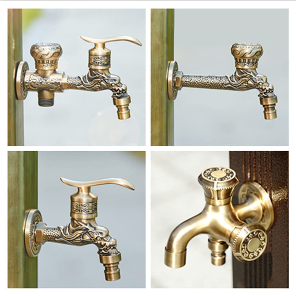 G1/2 Rubinetto Giardino a Parete, Retrò Rubinetti da Esterno Maniglia a Leva in Ottone Bagno Lavatrice Rubinetto Acqua Fredda per Giardino Esterno