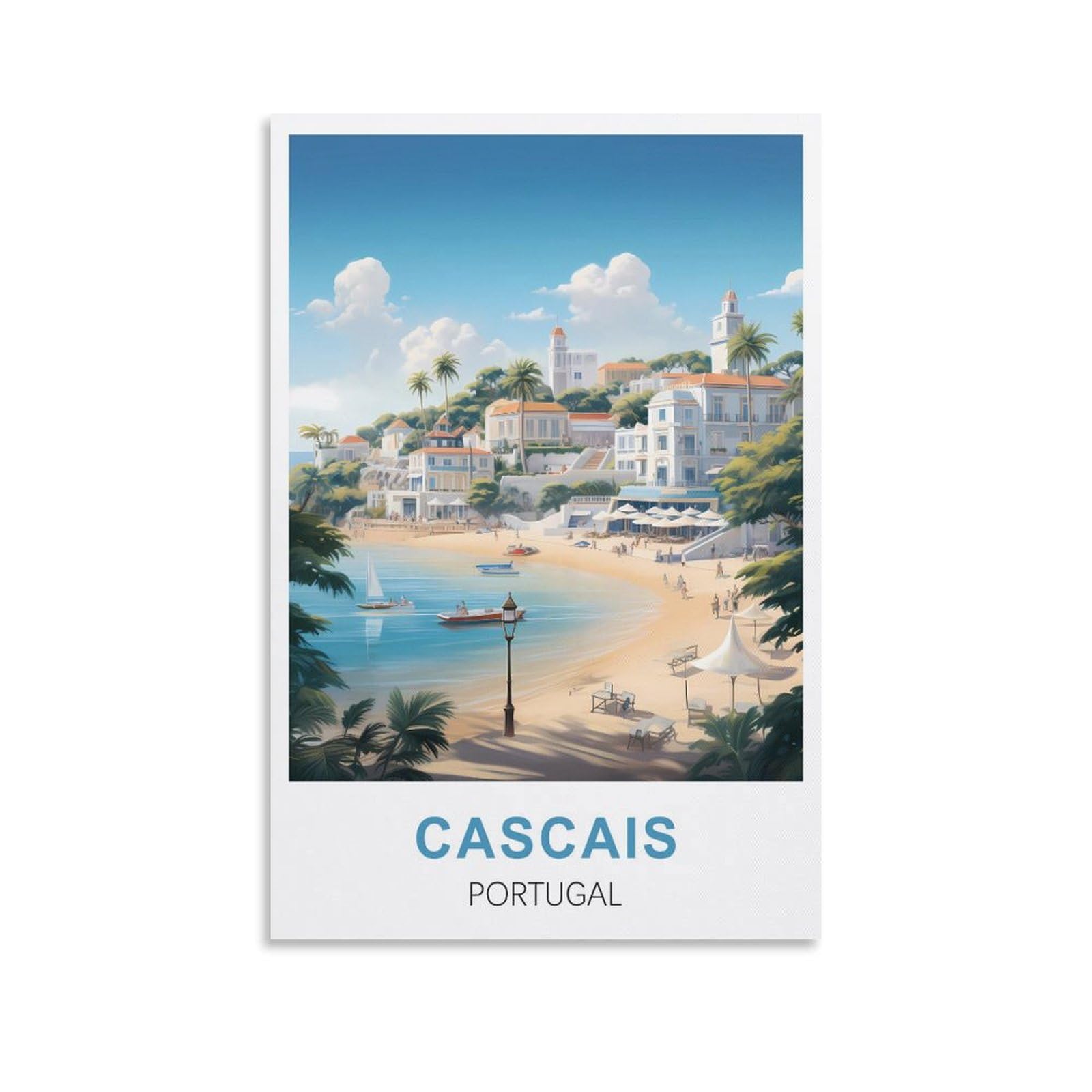 Xllyxygjq Unframe-Style Cascais Portugal Vintage Travel Posters 16X24inch(40X60cm) Canvas Wall Art Poster Print Artwork Painting Picture For Home Decoration Living Room Office Bedroom
