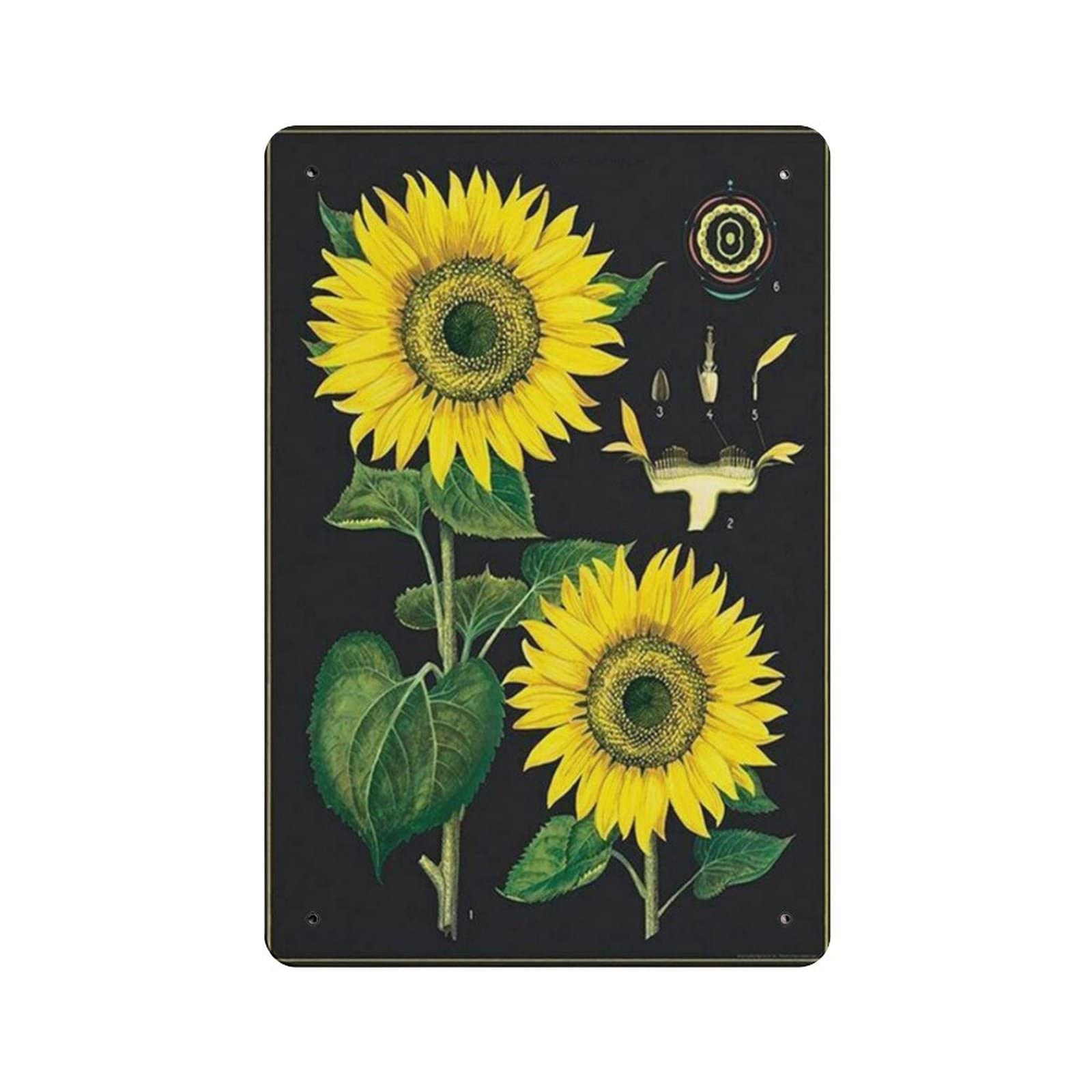 AOOEDM Sunflower Vintage Metal Tin Sign for Home Coffee Shop Office Wall Art Metal Poster Garage Decor Man Cave Sign Inspirational Quote Wall Decor