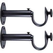 Set of 2 Black Zinc Curtain Drapery Rod Bracket for 1" Rod, Adjustable