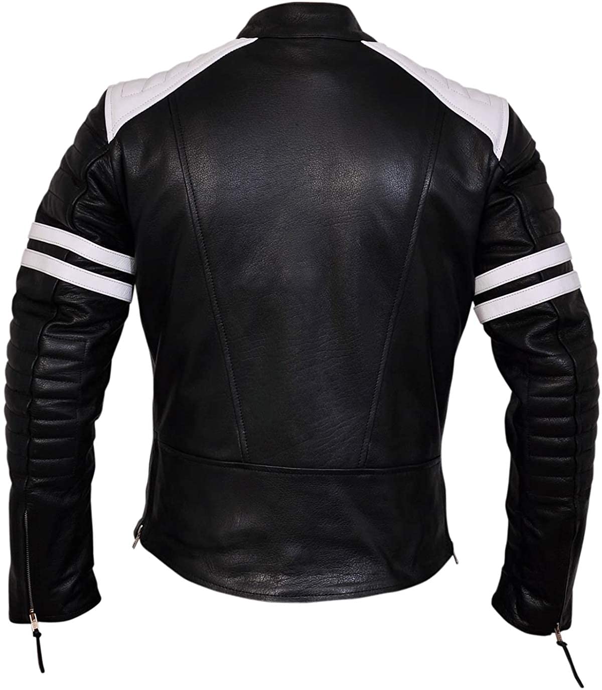 Mayhem - Chaqueta de cuero para motociclista a rayas estilo Fight Club para hombre