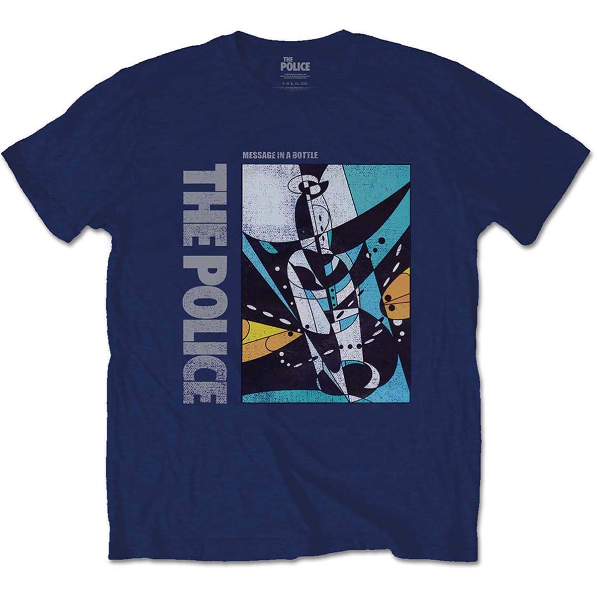 The Police Sting Message in a Bottle Official Tee T-Shirt Mens Unisex (Large) Blue