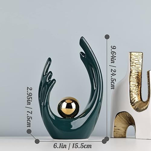 Miniatura 73 de XMGZQ Estatuas y esculturas abstractas de cerámica, estatuas de cerámica de arte naranja y dorado, decoración moderna del hogar para sala de estar