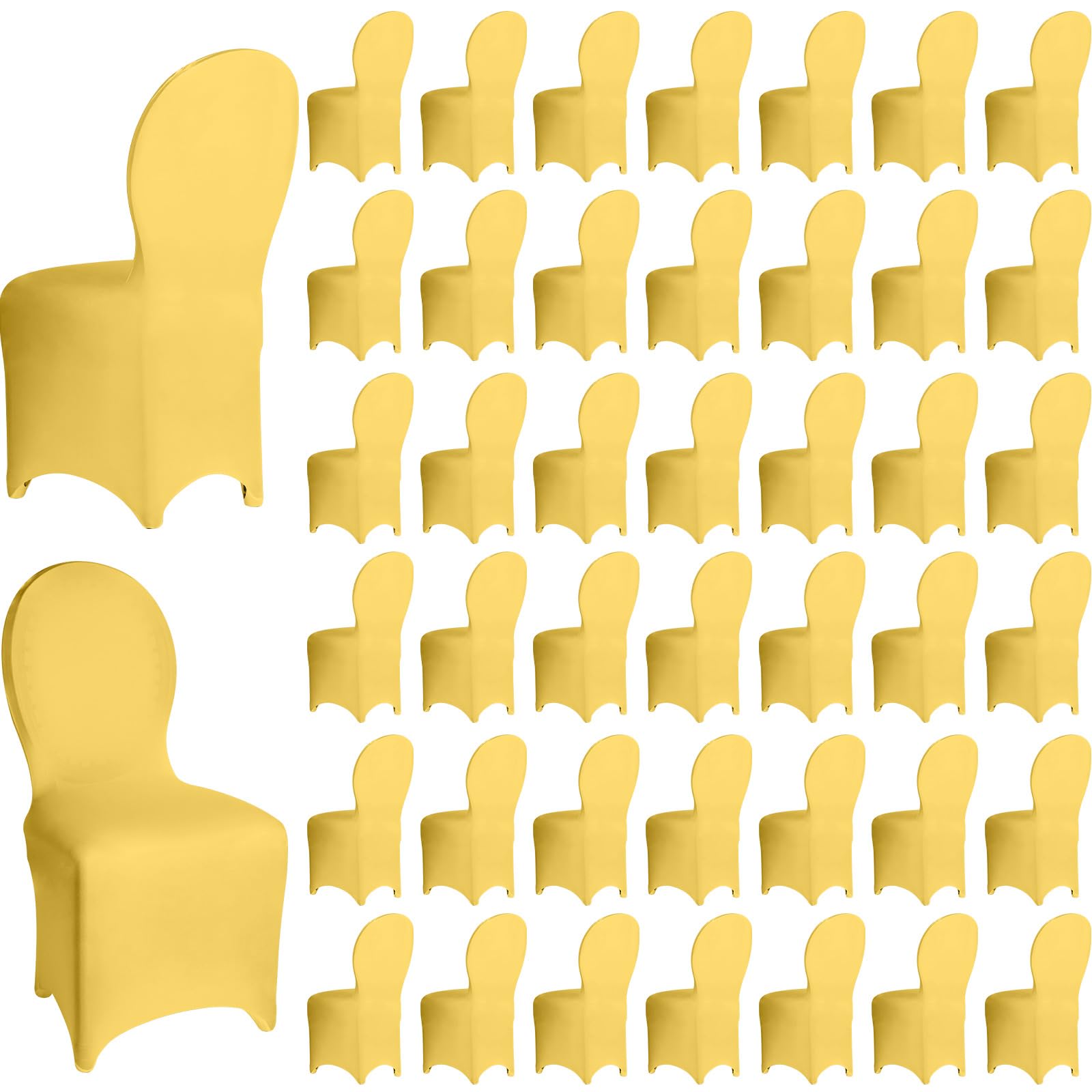 Macarrie 60 Pcs Chair Covers Wedding Seat Chair Covers Spandex Chair Slipcovers Polyester Spandex Folding Chair Covers for Wedding, Banquet Party, Celebration Event, Dining Room, Living Room (Yellow)