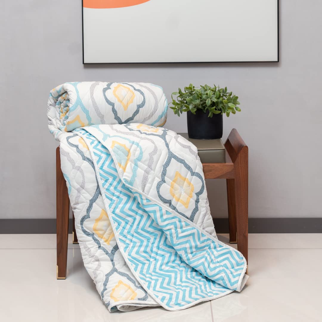 Urban Space Blanket for Double Bed, 120 GSM Microfiber 3 Layered Quilted Dohar, Soft Lightweight Reversible Printed AC Blanket Double Bed for All Season (Morocco, 220 x 240 cm, Double Size)
