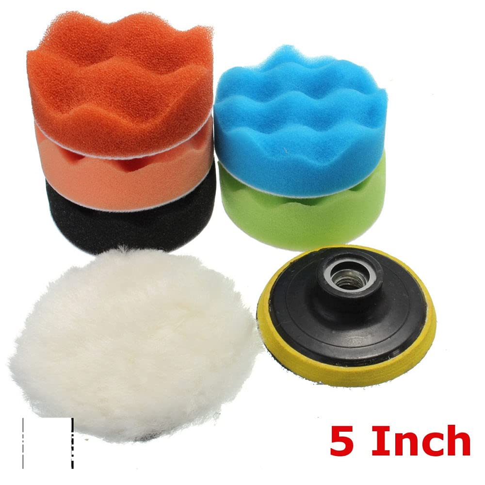 Kit di attrezzi manuali per tampone per lucidatura in spugna lucidante per lucidatura composta per lucidatura auto, 5 pollici