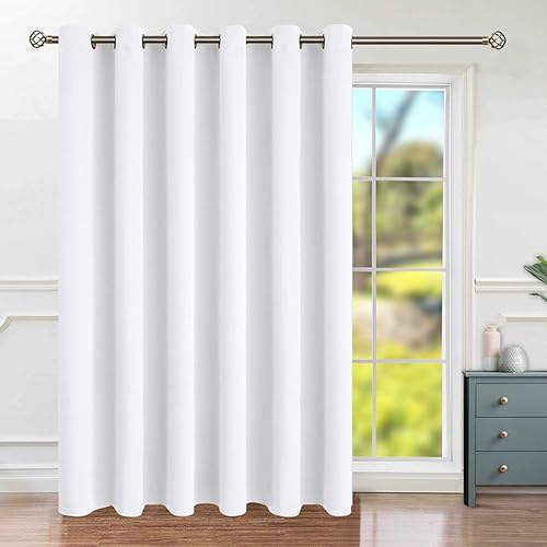 BGment Fashion Sliding Door Curtain 120 X 96 Inches, Wide Thermal Blackout Curtains Room Darkening Room Divider Window Curtain, 1 Panel, Pure White, 96 Length X Wide 120
