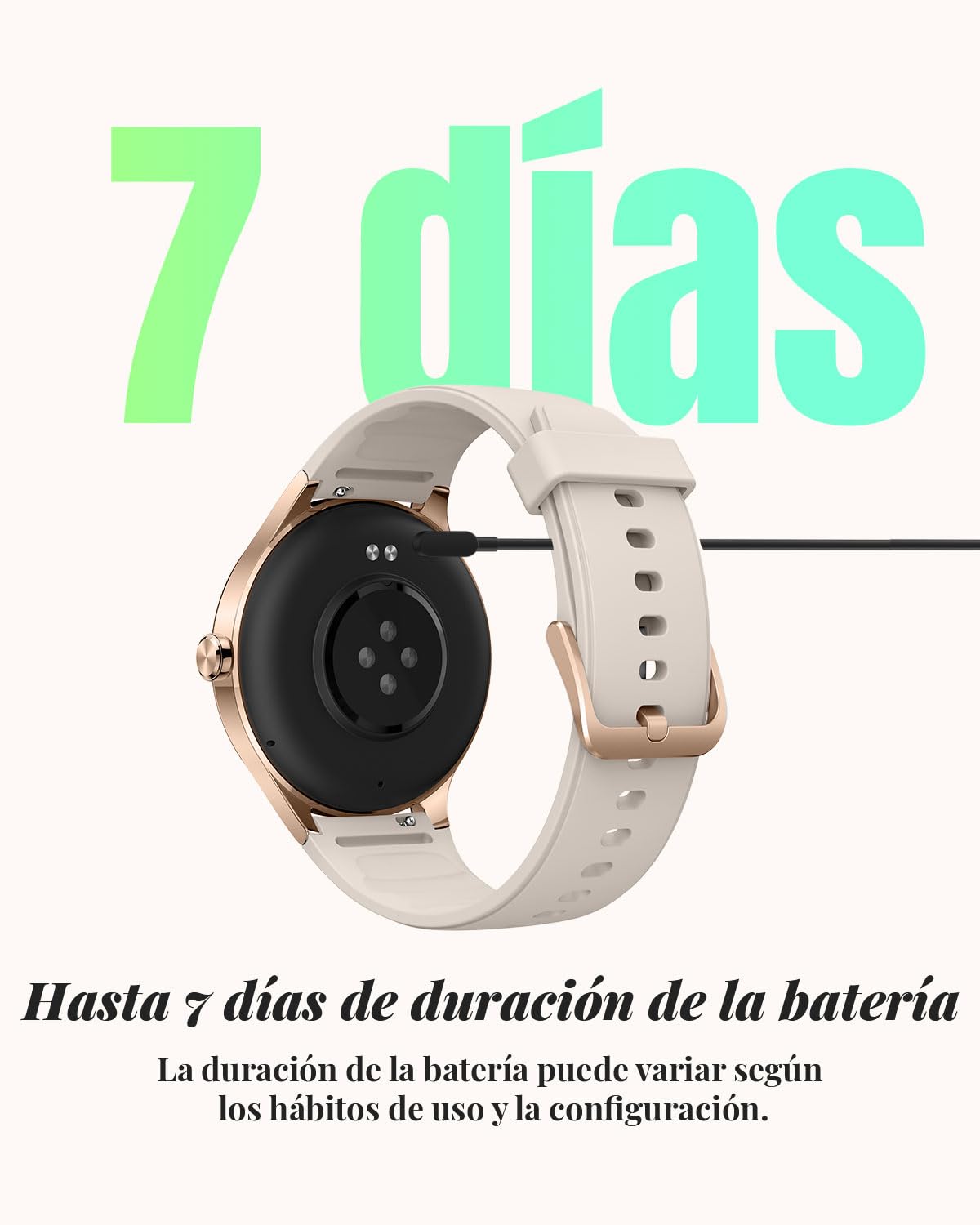 TOOBUR Reloj Inteligente Mujer Redondo, 40 mm Smartwatch Deportivo, Reloj Contador de Pasos Calorias, Compatible Android iOS, Responder Hacer Llamadas, Reloj Mujer Salud, IP68 Waterproof, Beige