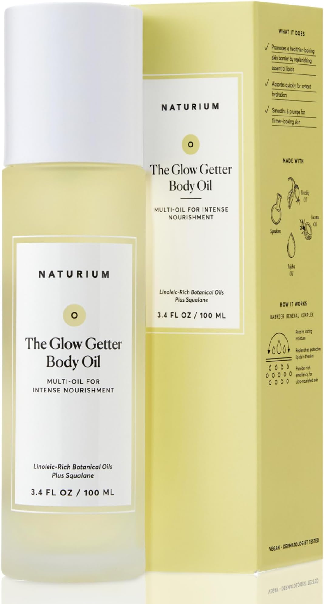 The Glow Getter Body Oil, Multi-Oil for Intense Nourishment, Hydrating & Moisturizing Formula, Vegan & Cruelty-Free, 3.4 oz