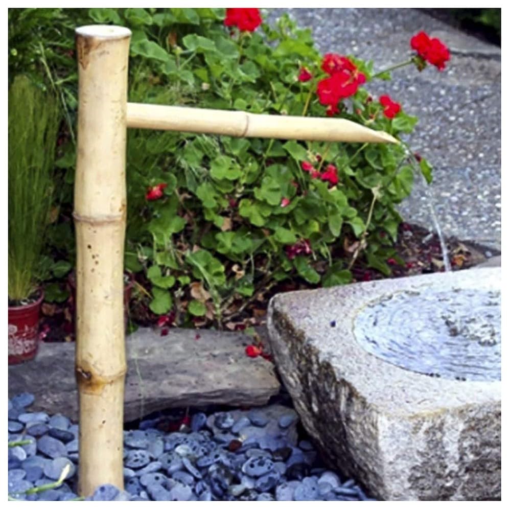 Bamboo Feng Shui Water Fountain Outdoor Japanese Garden Feature Spout And Pump, Feng Shui Zen Water Fountains, Garden Decor for Indoor Outdoor Backyard Lawn