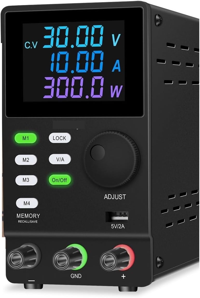 Fuente de alimentación de laboratorio regulada ajustable de 30 V, 10 A, variable, 300 V, 200 V, 1 A, fuente de banco de conmutación de CC, 4 digitales para carga enchapada (SPS3010 LED negro, 220 V)