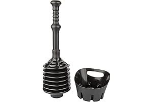 JS Jackson Supplies Black Bellows Accordion Toilet Plunger, Heavy Duty, Guaranteed to Unclog Any Toilet