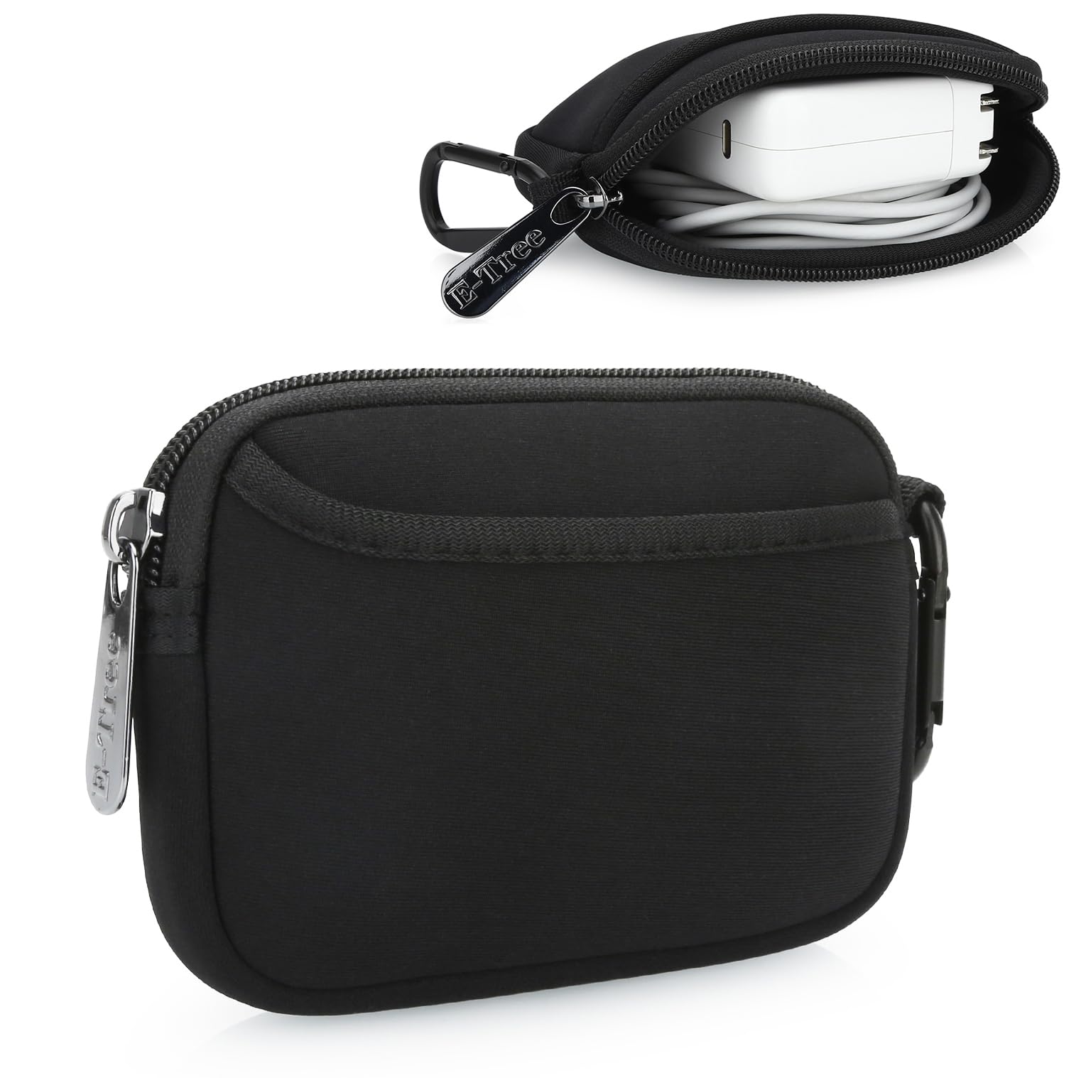 E-Tree Mini Neoprene Pouch Case for Phone Charger Airpods Cables Earphones MagSafe Power Adapter Keys Keychain Small Accessories Storage Organizer