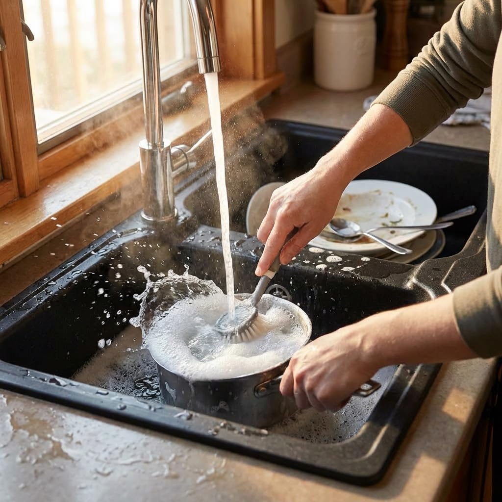 Fregadero de cocina de granito con 2 cubetas 78 x 43,5 cm grafito metalizado - Zeno