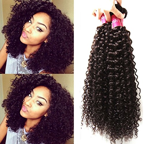 Sunber Hair Brazilian Virgin Hair Weaves Brazilian Curly Virgin Hair 3 Bundle, 100% Human Hair Extension (12 12 14)