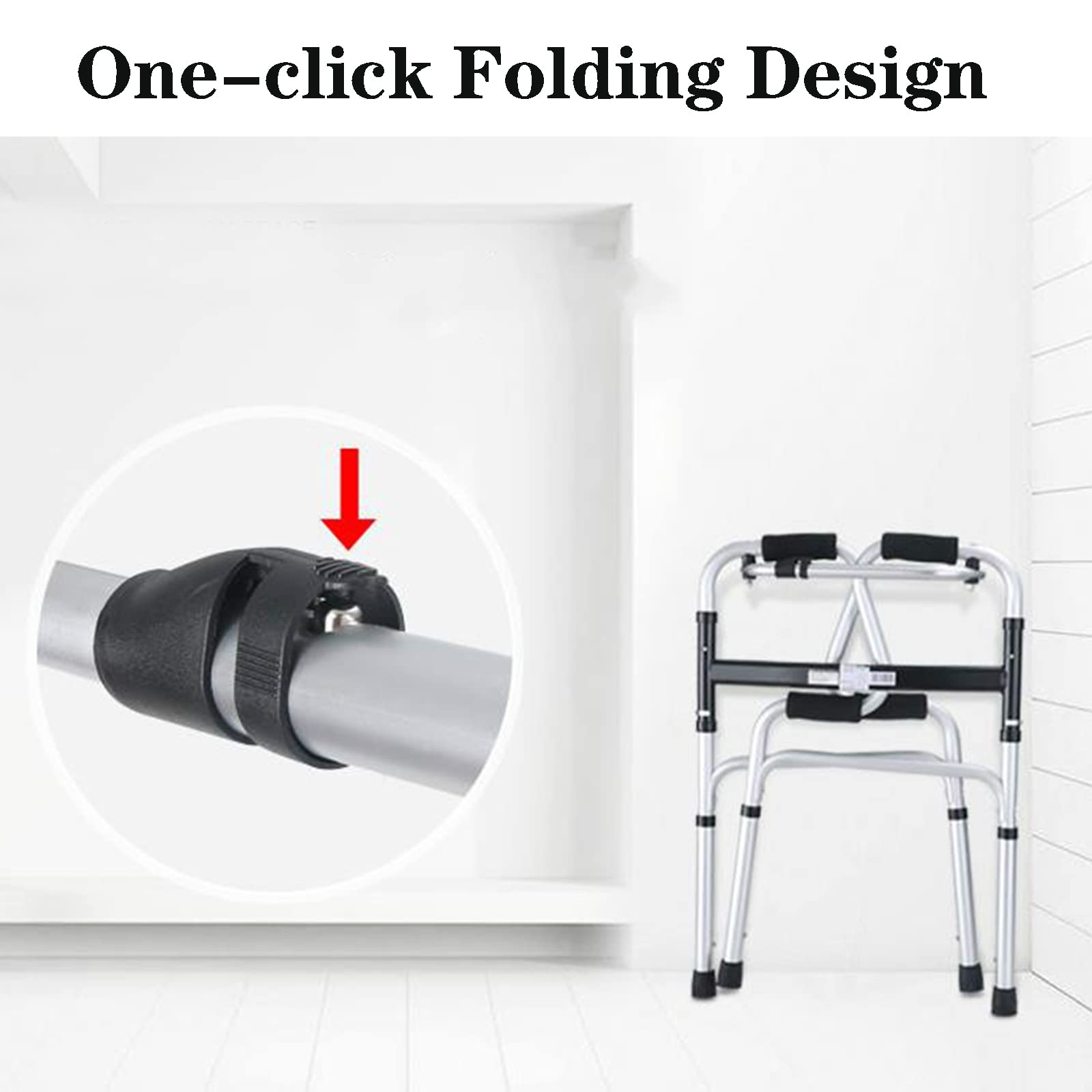 Cesta para Caminar para Personas Mayores estándar de Aluminio, Andador Plegable para Personas Mayores, Cesta para Caminar para Personas Mayores con Movilidad de Altura Ajustable pa