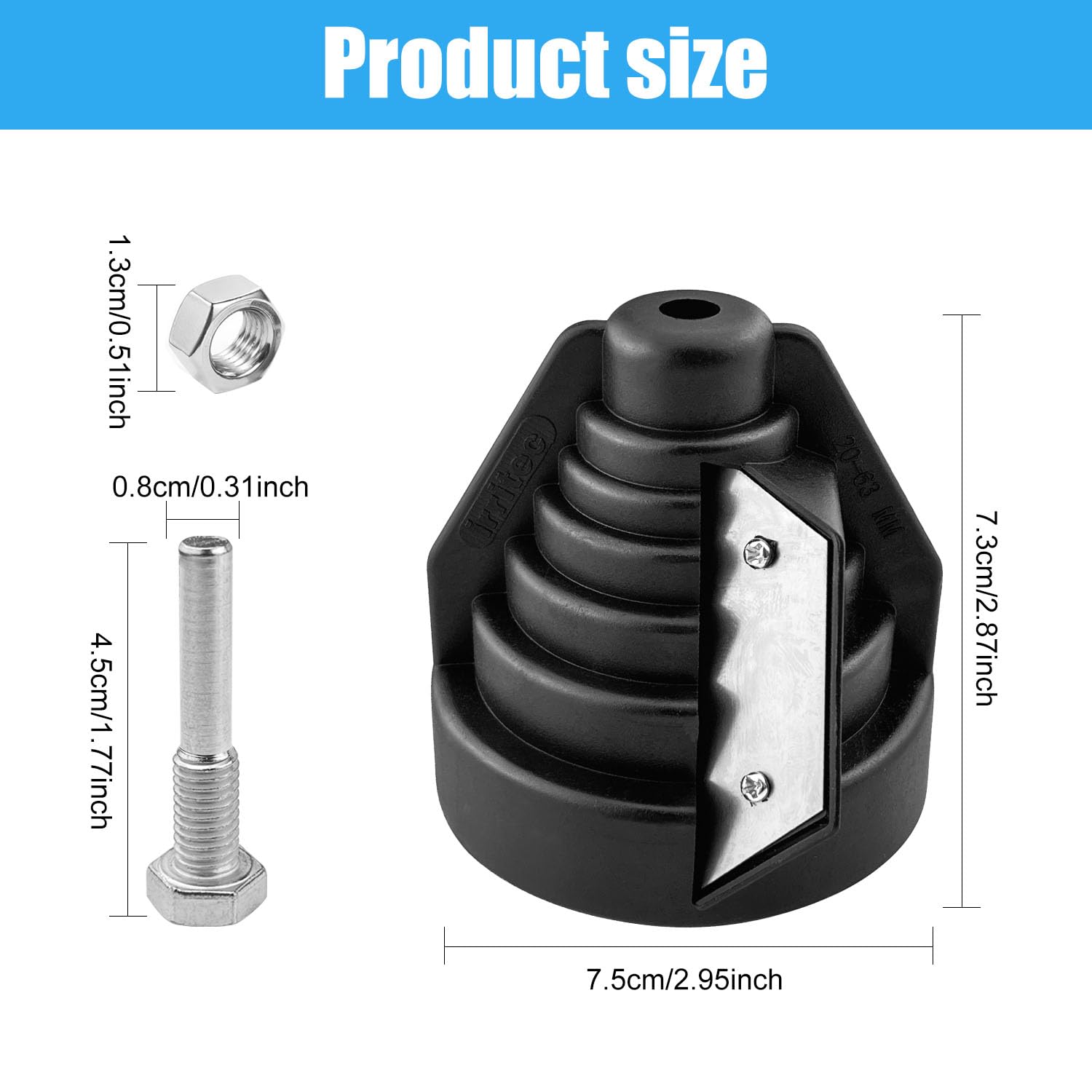 Ébavureur pour Tuyaux Plastiques, pour 20, 25, 32, 40, 50, 63 mm | Ebavureur avec Raccord pour Foret et Tournevis pour Tuyaux PE, PVC et PP, Noir
