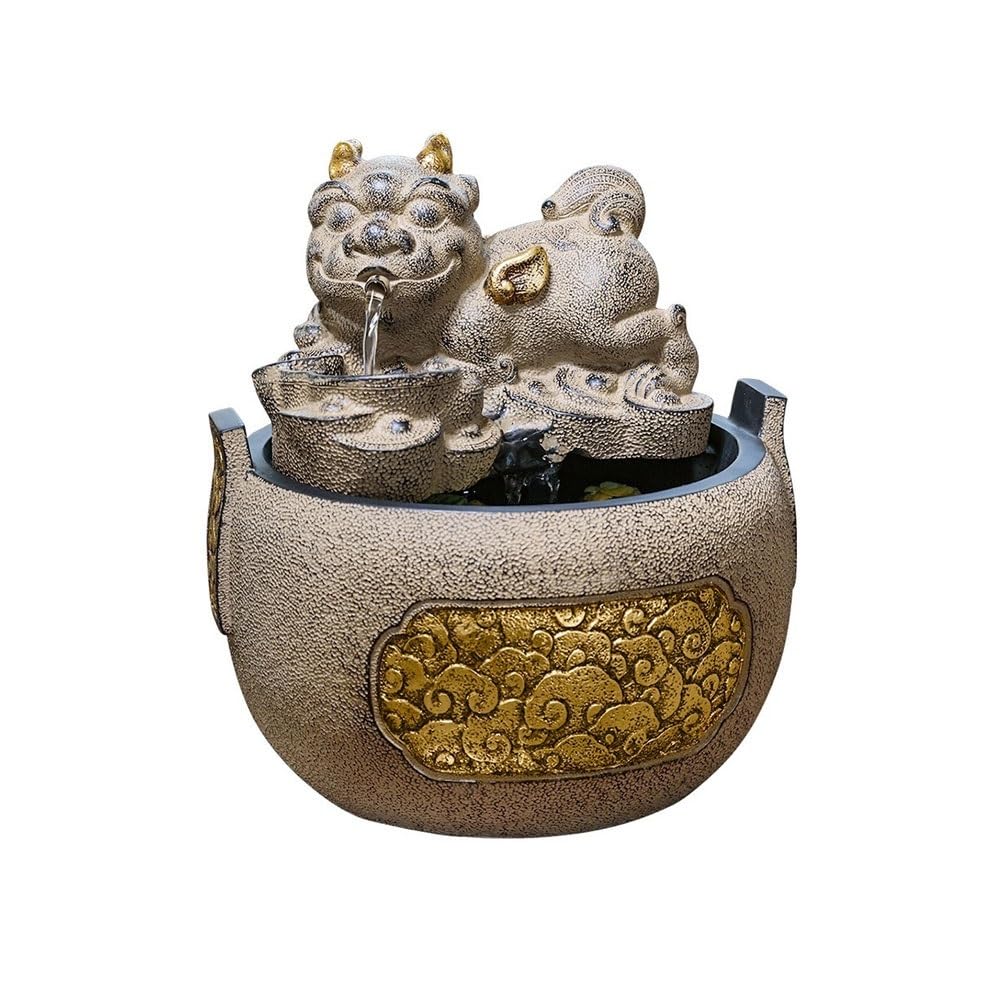 Fontaine d'eau de table d'intérieur artisanale avec cascade d'eau silencieuse