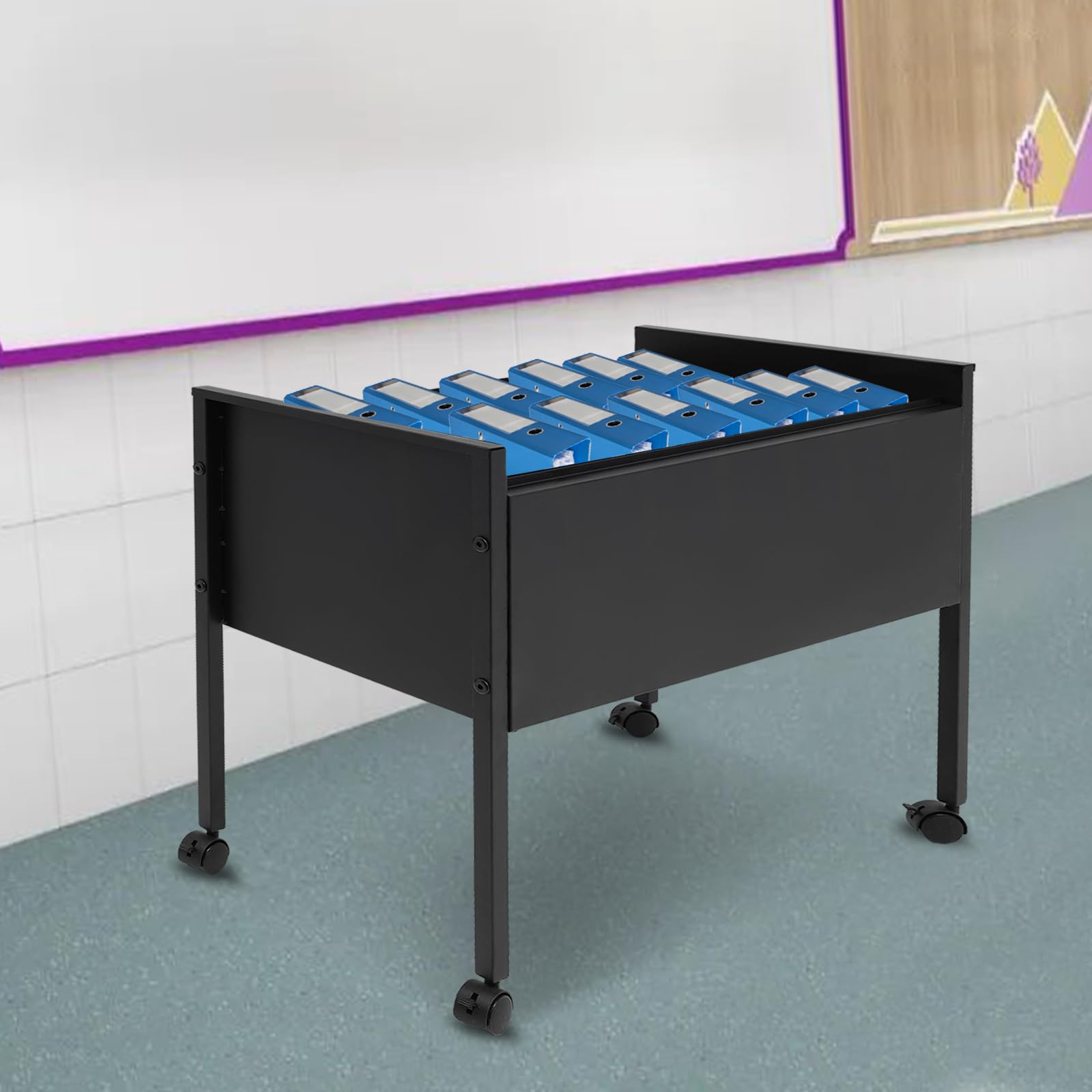 Archivador enrollable con ruedas, archivador colgante, 80 carros de oficina, archivador con ruedas, armario para oficinas, salas de conferencias, estudio, apartamentos, 70 x 37 x 60 cm (negro)