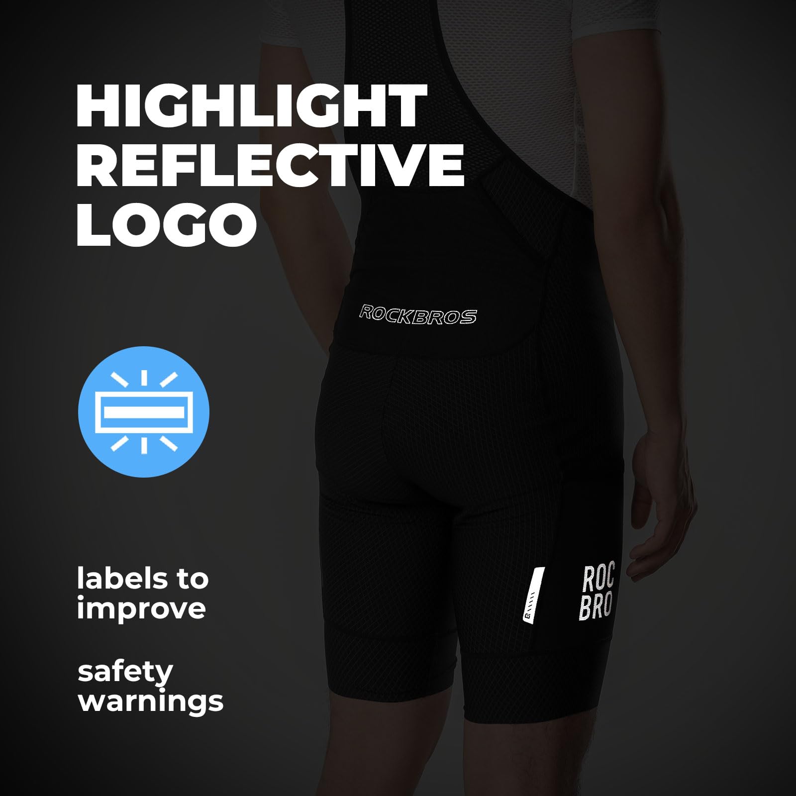 ROCKBROS Salopette Ciclismo Uomo Pantaloncini Bici con Bretelle Traspirante | Imbottitura 3D, con Tasche, Pantaloni Corti Estivi, Abbigliamento per MTB, Bici da Strada