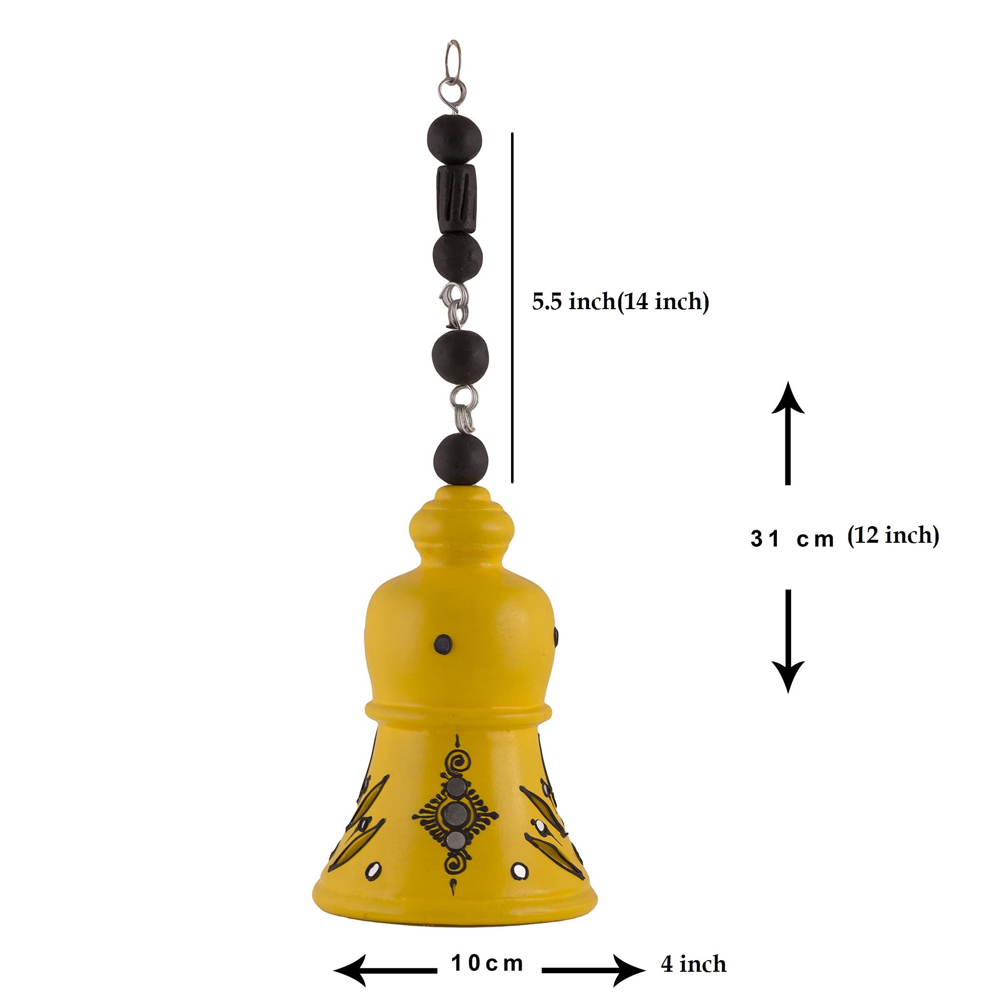 Terracotta Decorative Hanging Bell showpiece (Yellow, 12 inch (Pack of 2)) - Image 4 thumbnail