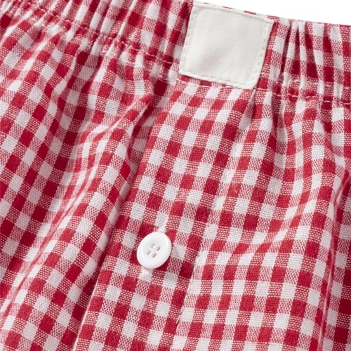 Image of Sumleno Womens Y2k Aesthetic Boxer Shorts Plaid Elastic Waist Lounge Pj Bottoms Summer Casual Gingham Pajamas Shorts