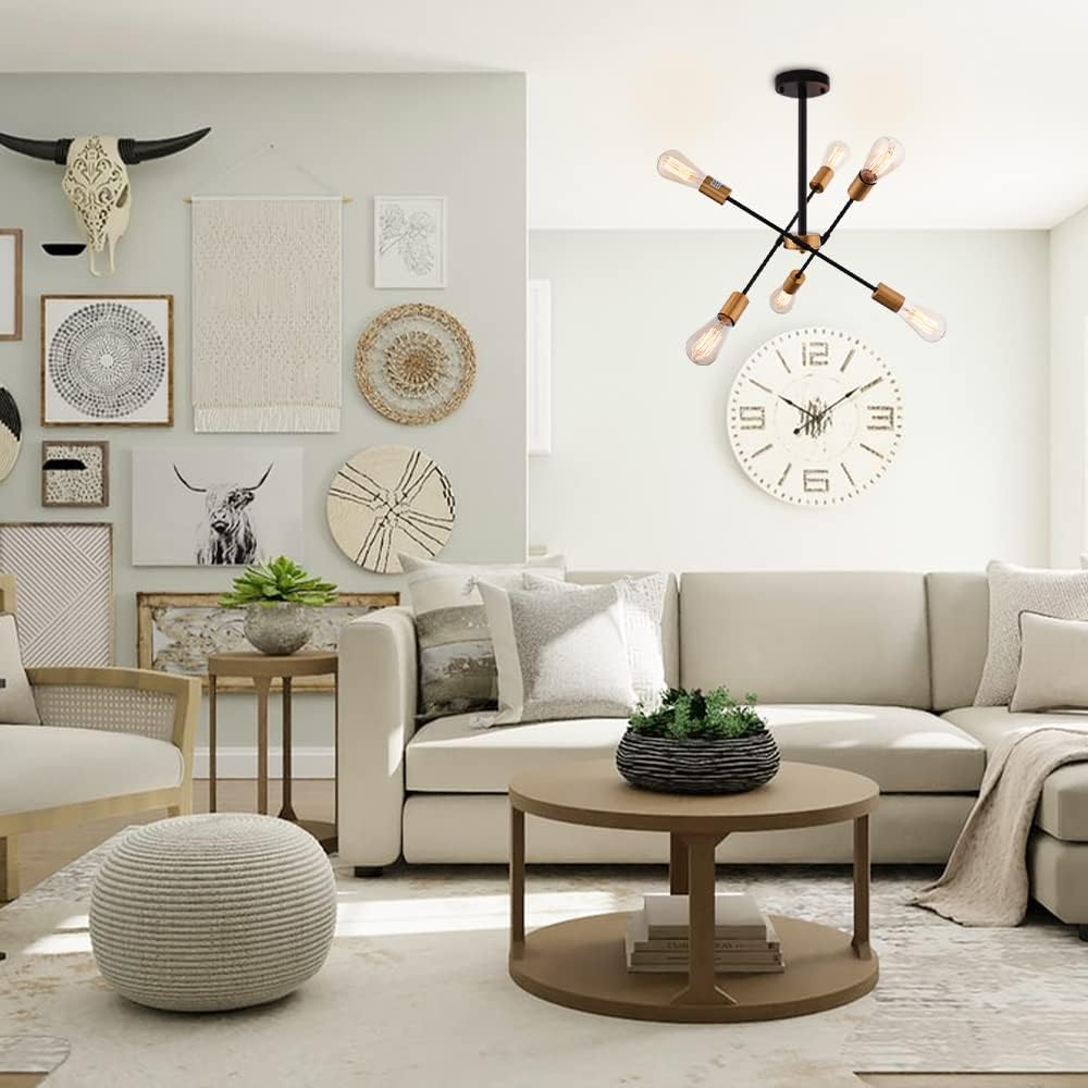 Best Review Sputnik Chandelier Semi Flush Mount Ceiling Light Black and Gold 6 Lights Modern Pendant Lighting Fixture Dining Room Bedroom Living Room Kitchen One-Day Sale: Up to 70% Off Sputnik Chandelier Semi Flush Mount Ceiling Light Black and Gold 6 Lights Modern Pendant Lighting Fixture Dining Room Bedroom Living Room Kitchen