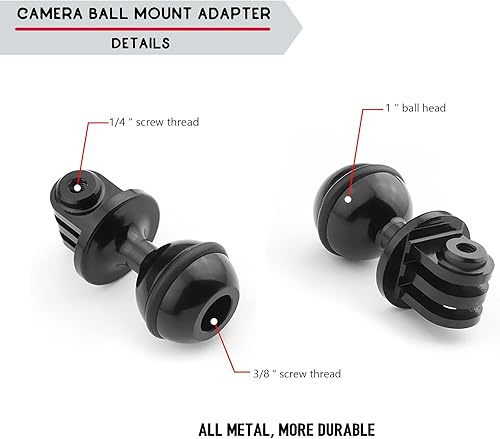 Miniatura 9 de Adaptador de montaje de bola para cámara deportiva Gopro Hero SeriesYiCoyoteAKASOSJCAM, compatible con soportes RAM, soporte de cabeza de bola