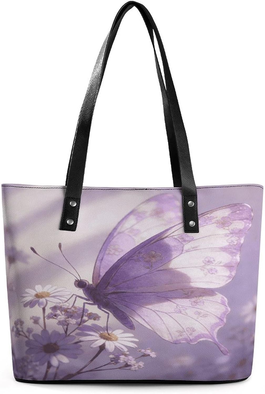 Butterfly Modest Floral Tote Bag with Reinforced Bottom & Handles,Gym Bag Durable And Tip-proof,Weekender Bag to Top Zipper Closure,Daily Essentials