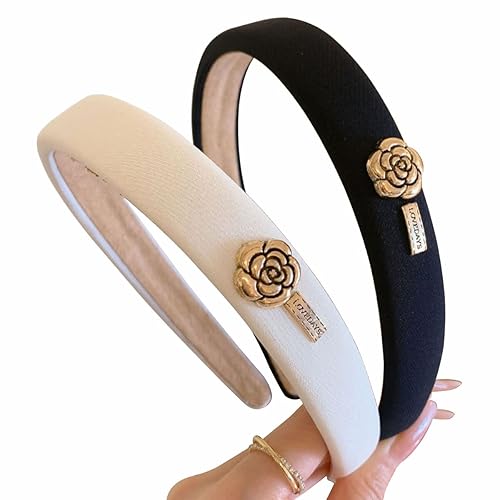 Miniatura 8 de Springtime Diademas finas para niñas y mujeres, diadema de pelo de moda con bonitos accesorios, color negro, tela de flores, bandas para el cabello