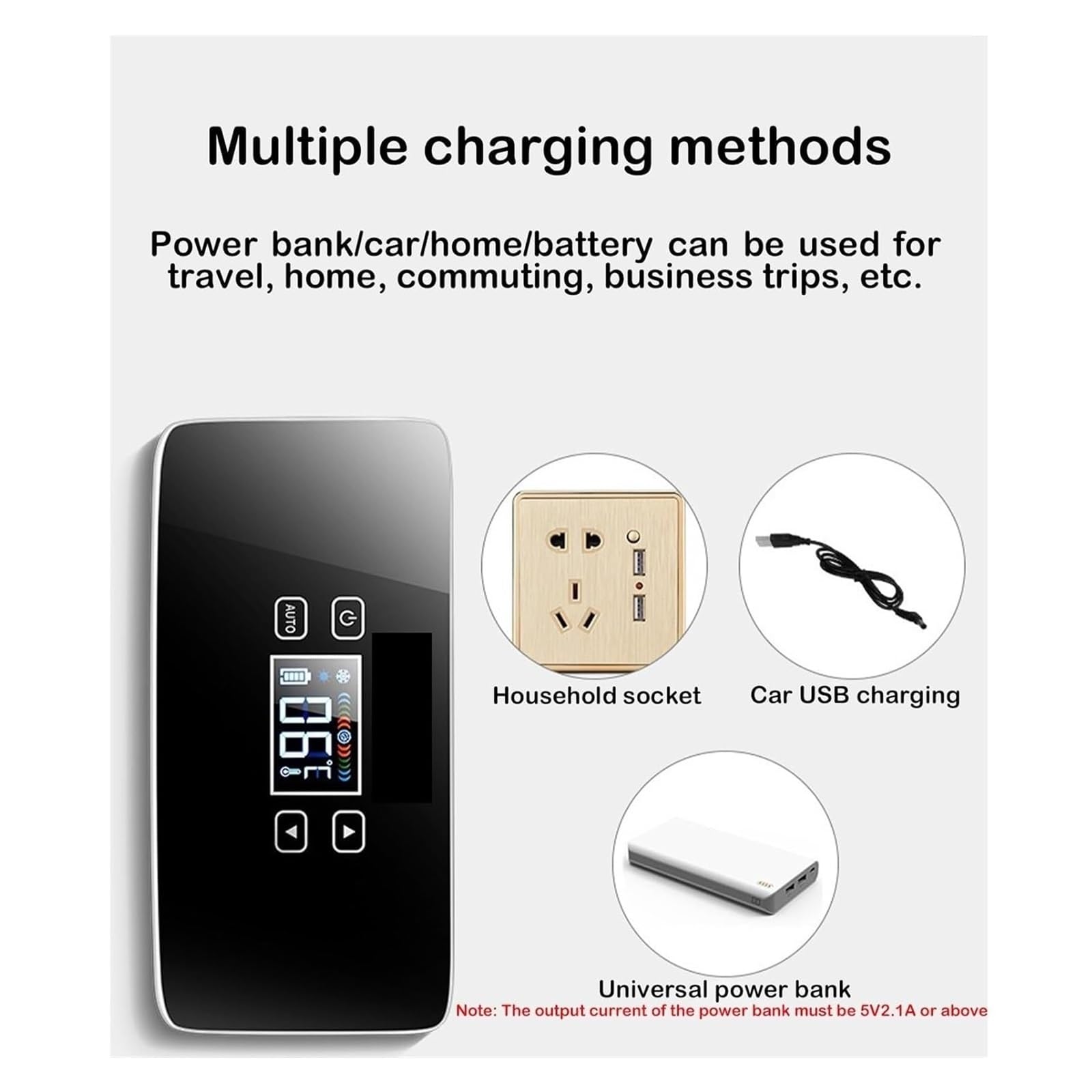 Scatola da viaggio per insulina, mini frigorifero portatile ricaricabile tramite USB, scatola per diabetici con display LCD, per uso domestico ed esterno