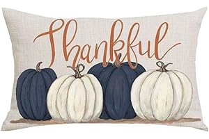 Autumnal Delights: Ink Painting Blue Pumpkin Throw Pillows