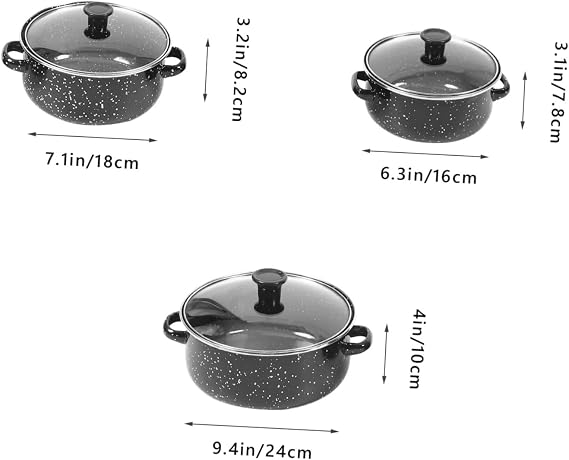 Enamel Mini Soup Pot with Lid, Double Handles