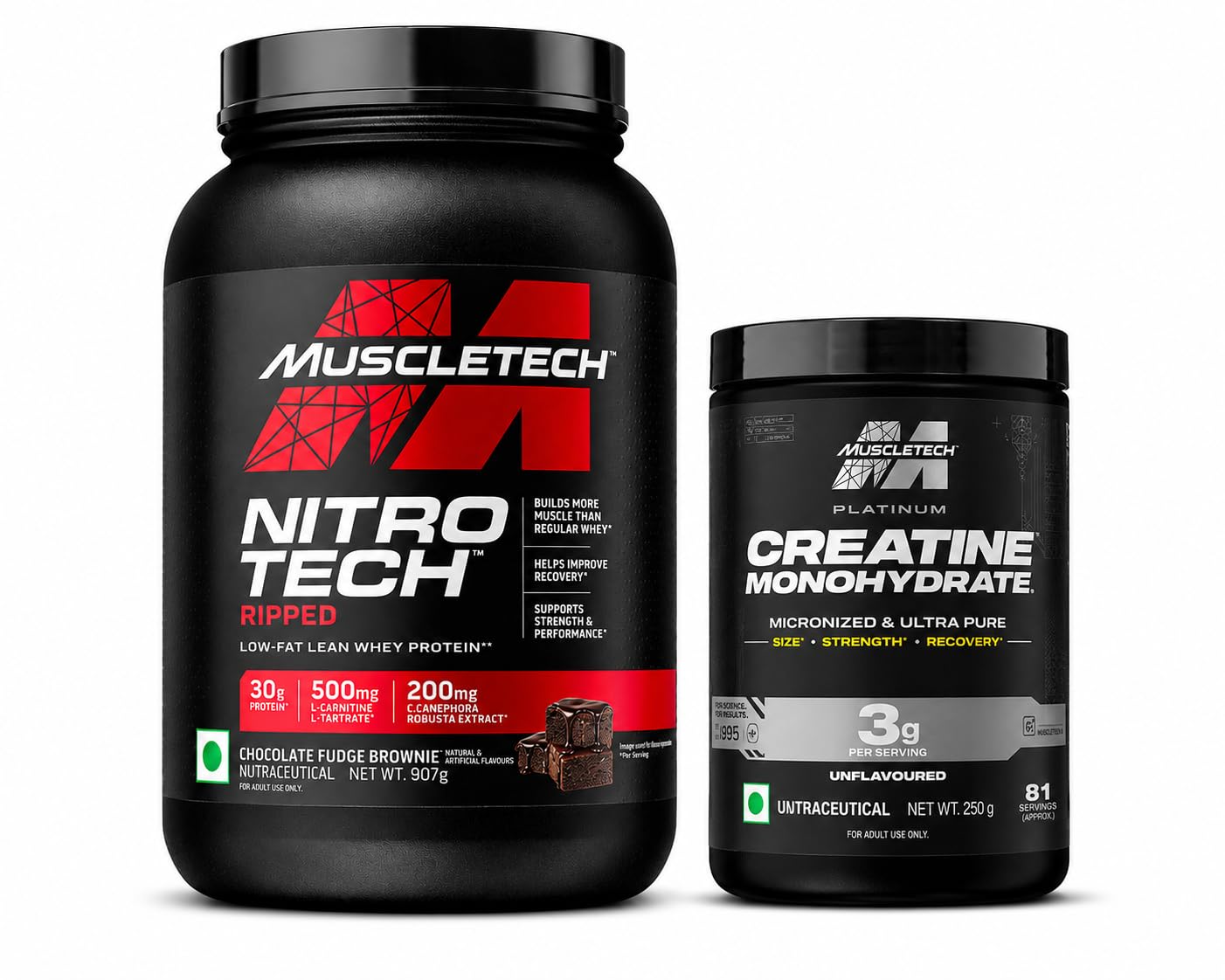 MuscleTech Nitrotech Ripped,907G (2Lbs),Chocolate Fudge Brownie and Platinum Creatine Monohydrate Powder | 3 g Creatine Per Serving | Unflavoured-image-10