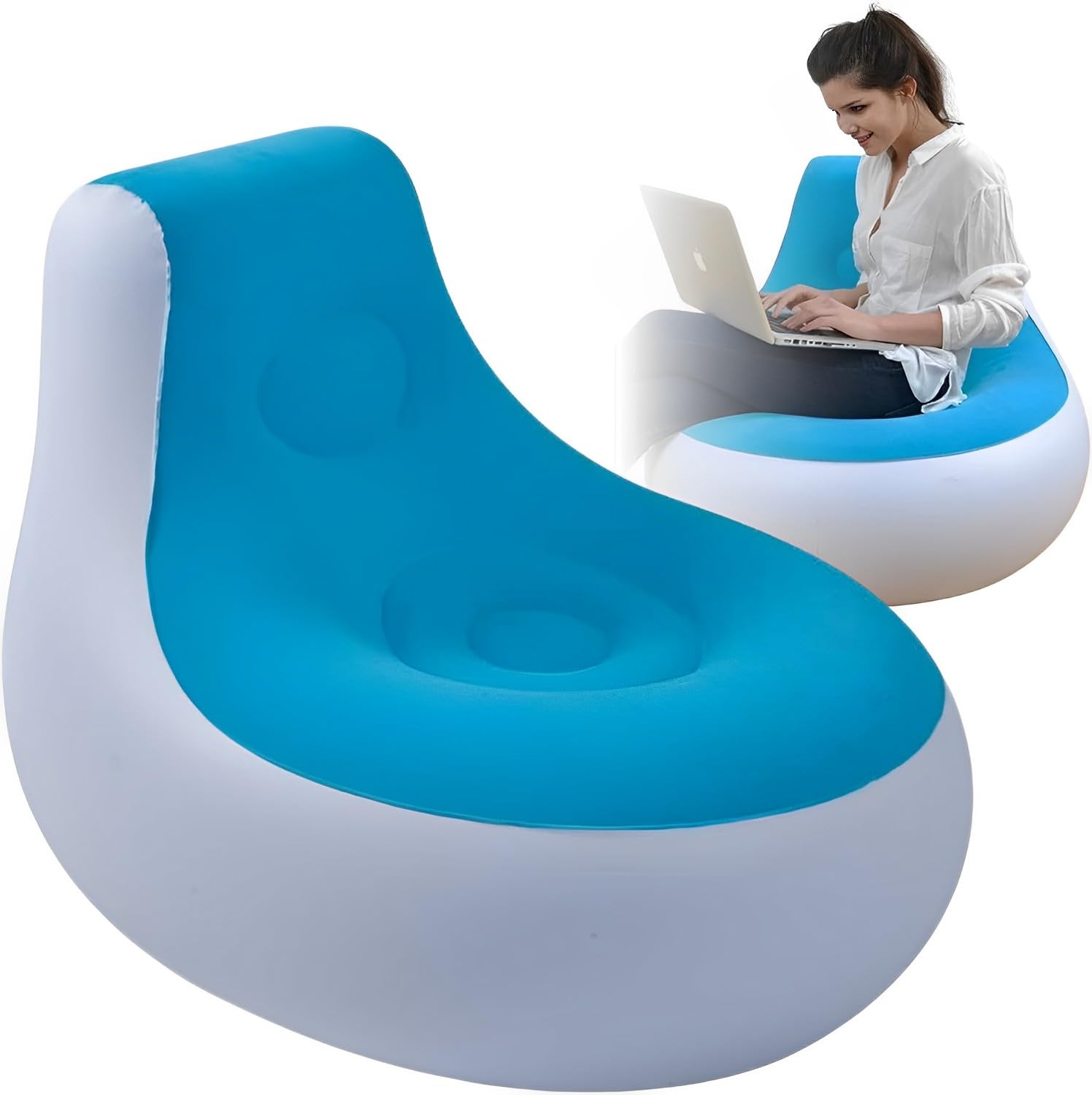 MARTYRA Inflatable Couch, Inflatable Lounge Chair, Blow Up Couch, Air Sofa, Air Couch, Inflatable Chairs for Adults, Blow Up Furniture, Portable Couch for Party, Yard, Indoor, Outdoor, Rooms