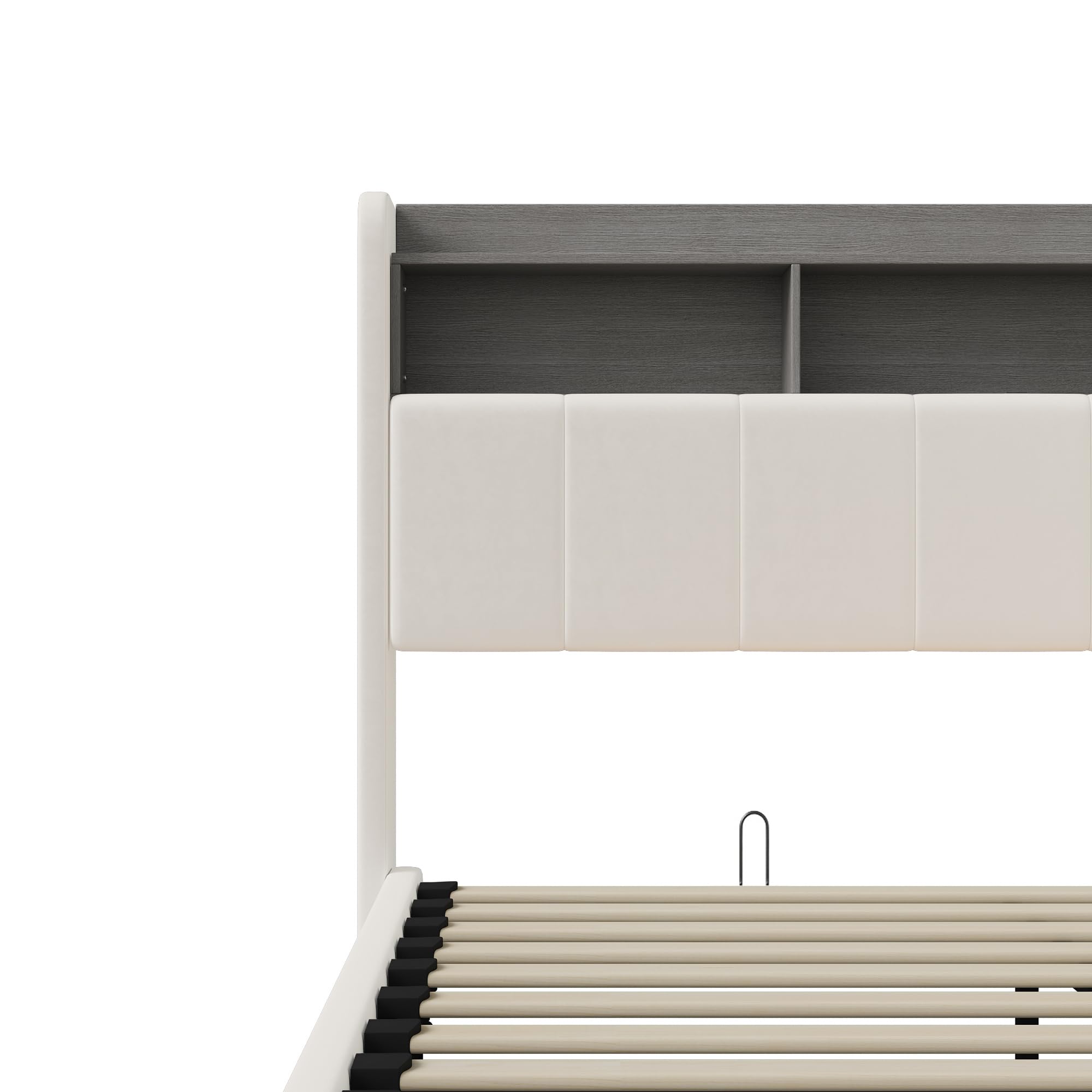 Cama tapizada de 140 x 200 cm con espacio de almacenamiento hidráulico, cama doble con LED y estación de carga USB, cama juvenil de 140 x 200 cm, marco de cama con somier, cama de