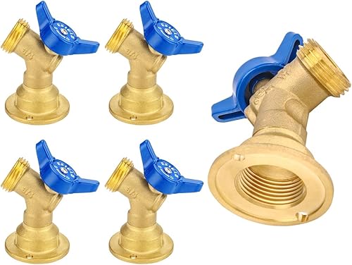 EFIELD Paquete de 5 mangueras de latón de 14 vueltas para exteriores, válvula Bibb de 12 pulgada hembra NPT × 34 pulgadas macho GHT roscada manguera