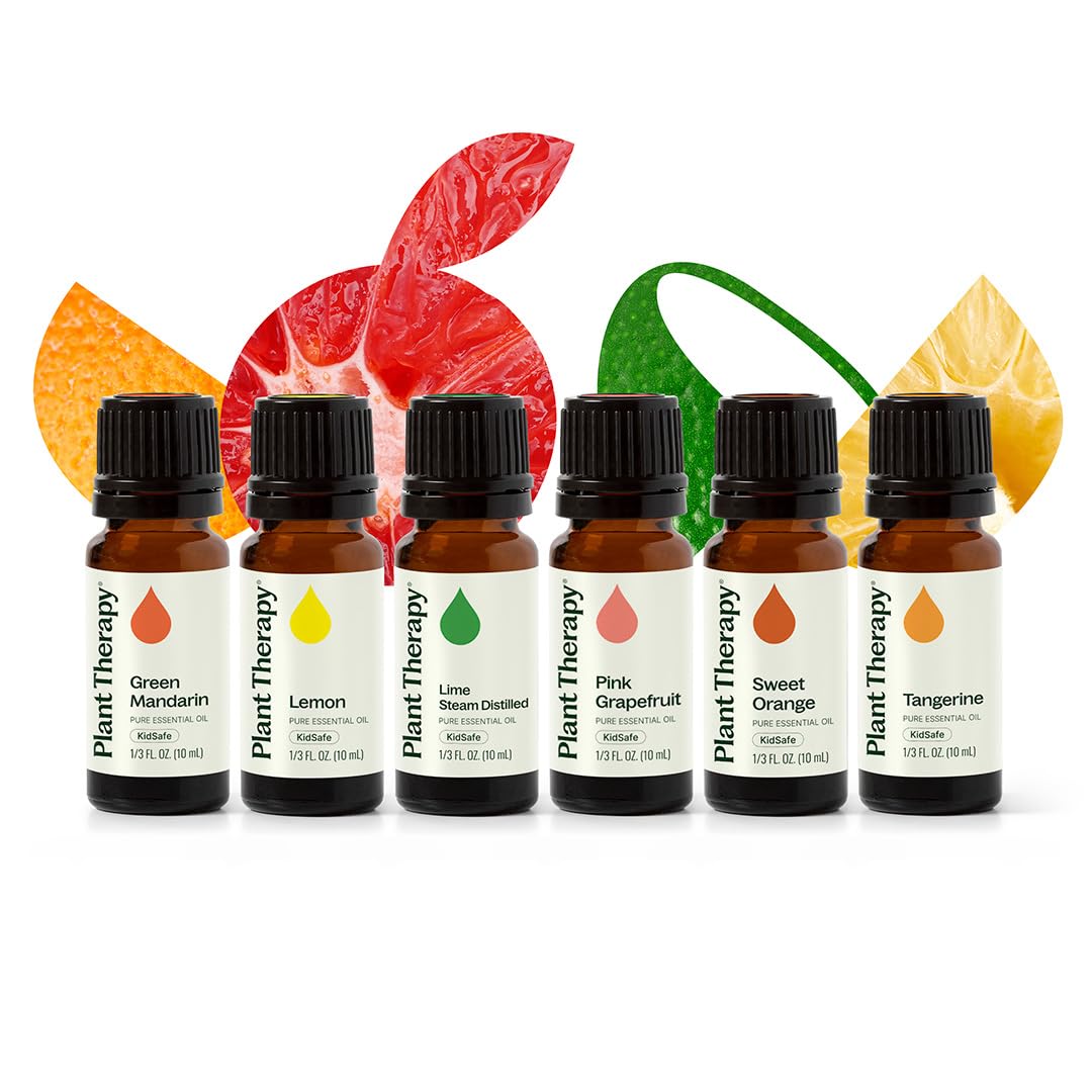 Plant Therapy Fruit Essential Oil Set - Grapefruit, Tangerine, Lemon, Mandarin, Lime, Orange Sweet Essential Oils, 100% Pure, Undiluted, for Diffusers