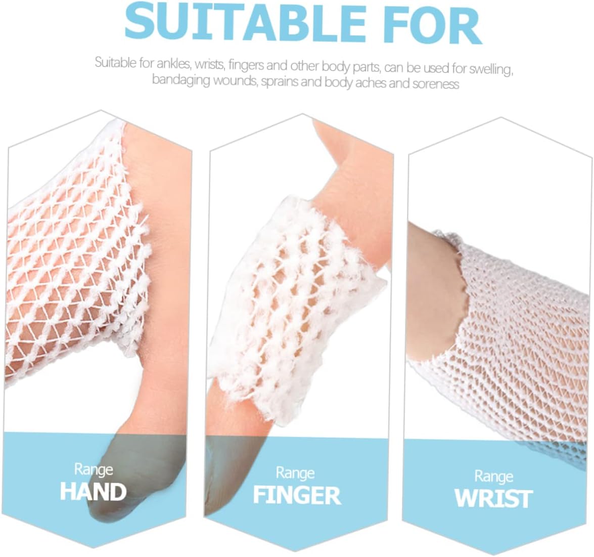 Mikinona 5rolls Elastic First Aid Mesh Bandage Protective Cover for Finger Wrist Ankle Breathable Wear-Resistant Design for Sports Hiking Camping and First Aid Rapid