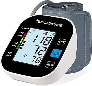 Blood Pressure Monitor for Home Use - Automatic BP Machine with Large Backlit Display High Accuracy for 2 Users with 22-42cm Arm Cuff & Storage Bag (Black)